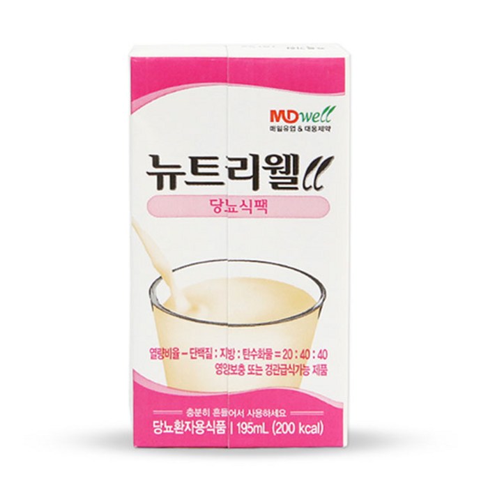 메디웰 뉴트리웰 당뇨식 팩 190ml 24팩 환자용 균형 영양식 대표 이미지 - 당뇨식 추천