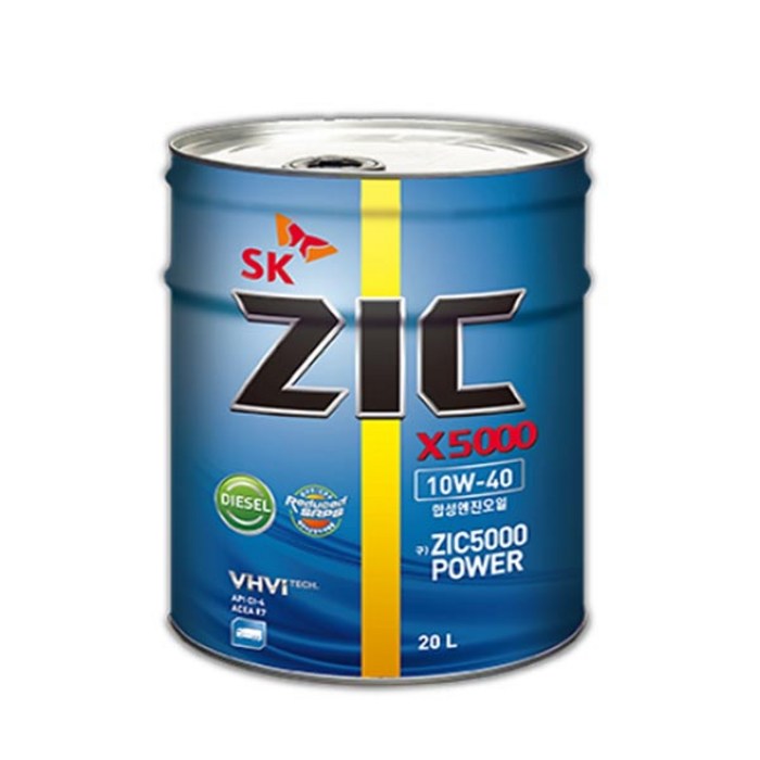 ZIC X5000 10W40 20L 디젤 엔진오일, 1개, 지크 X5000 10W40_20L 대표 이미지 - 디젤 엔진오일 추천