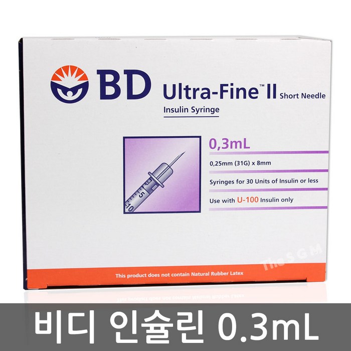 벡톤디킨슨 인슐린 주사기 울트라파인 2 8mm 0.3ml 100p, 1개 대표 이미지 - 주사기 추천