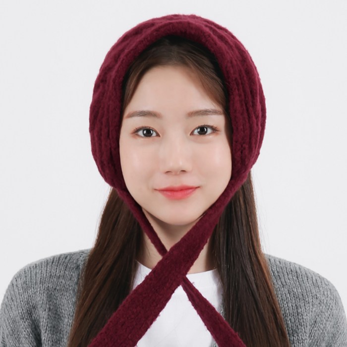 마인드맵 쫄깃한 바게트 귀도리 모자 니트 남자 여성 겨울 방한 포그니 꽈배기 귀마개