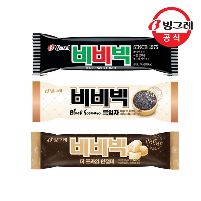 빙그레 비비빅 흑임자10개+인절미10개+오리지널10개 아이스크림, 30개, 70ml 대표 이미지 - 빙그레 아이스크림 추천