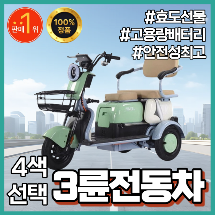 밸런트 안전한 삼륜 전동바이크 세발 전기스쿠터 출퇴근 고출력 리튬배터리 나들이 성인용, 데일리민트, a.800w72v20a