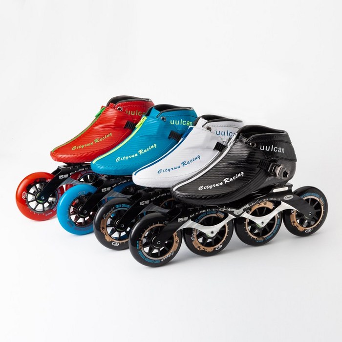 해외 직구 Cityrun 4 휠 110mm 인라인 스피드 스케이트 신발 탄소 섬유 스케이트 부팅 블루 블랙 지퍼 100mm 9, White whole skates
