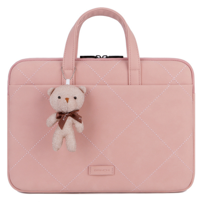 BRINCH 14 15 16 17인치 노트북 파우치 케이스 맥북 삼성 LG 그램 노브툭 가방, 베이직 핑크