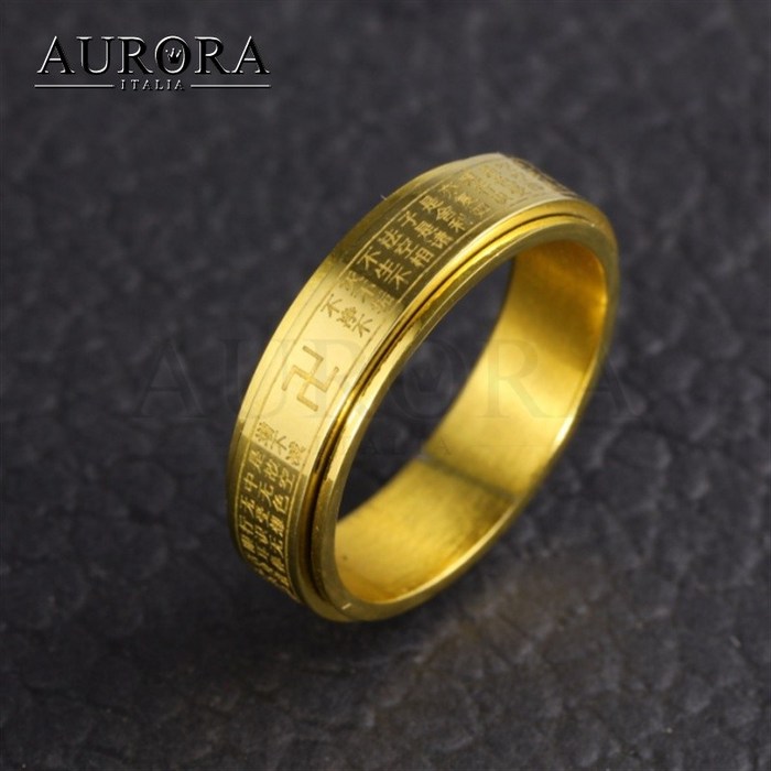 AURORA ITALIA 18K Gold Color 불교 반야심경 반지 BUDD-2013 대표 이미지 - 로즈골드 반지 추천