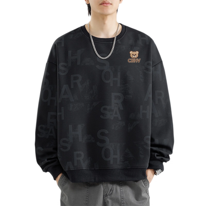 CBHV 남성용 오버핏 프린팅 맨투맨 베이직 심플 상의