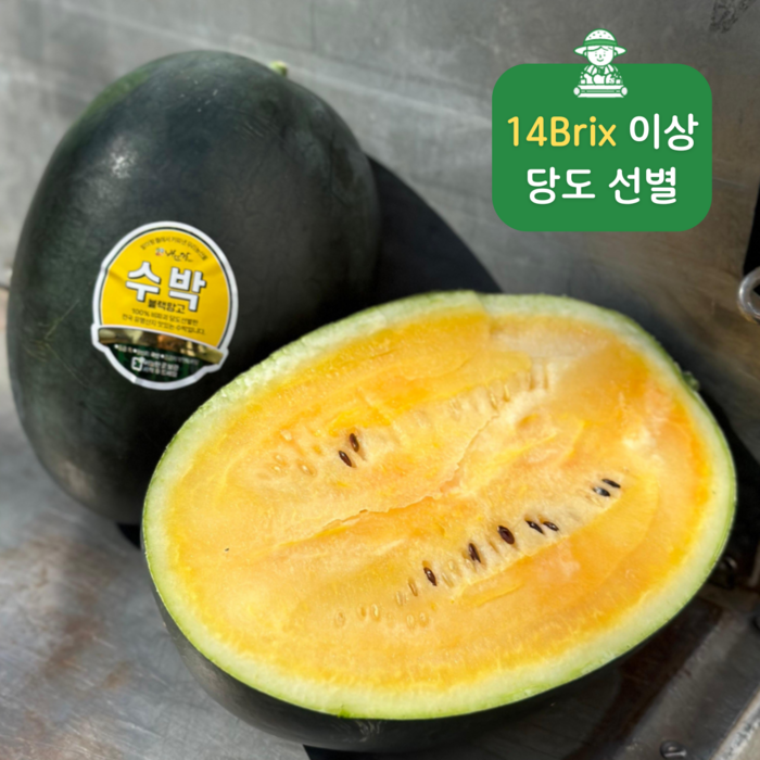 최소 14brix 보장 고당도 선별 함안 망고수박 수박 농가 직배송, 1개, 3kg 대표 이미지 - 여름 과일 추천