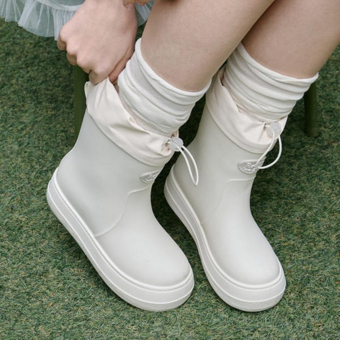 리끌로우 레인부츠 RE RAIN SHIRRING BOOTS IVORY