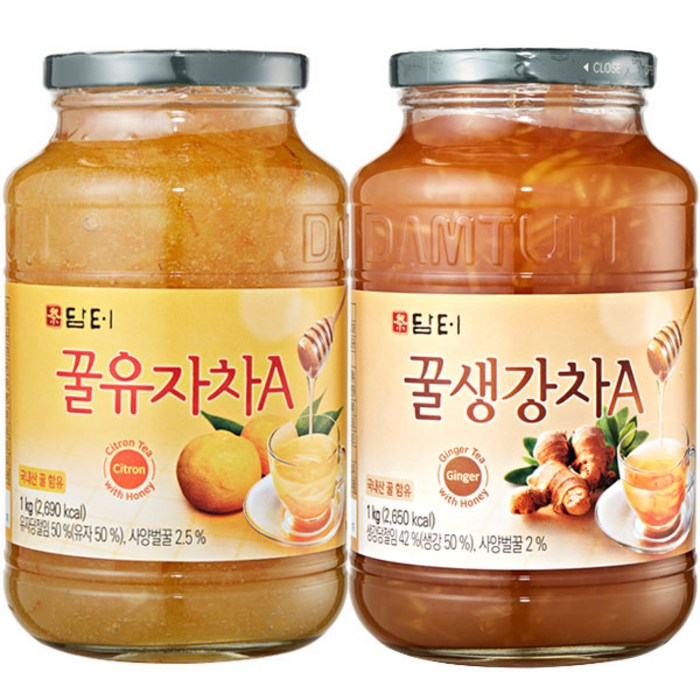 담터 꿀유자차A 1kg + 꿀생강차A 1kg, 2개입 대표 이미지 - 생강차 추천