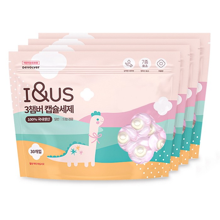 아이앤어스 3챔버 캡슐 세탁세제 드럼겸용, 30개입, 4팩 대표 이미지 - 캡슐 세제 추천