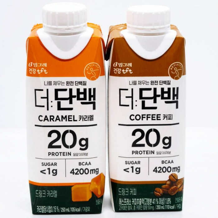 빙그레 더단백 드링크 커피 250 ml*18개+더단백 드링크 카라멜 250 ml*18개, 1세트 대표 이미지 - 마시는 프로틴 추천