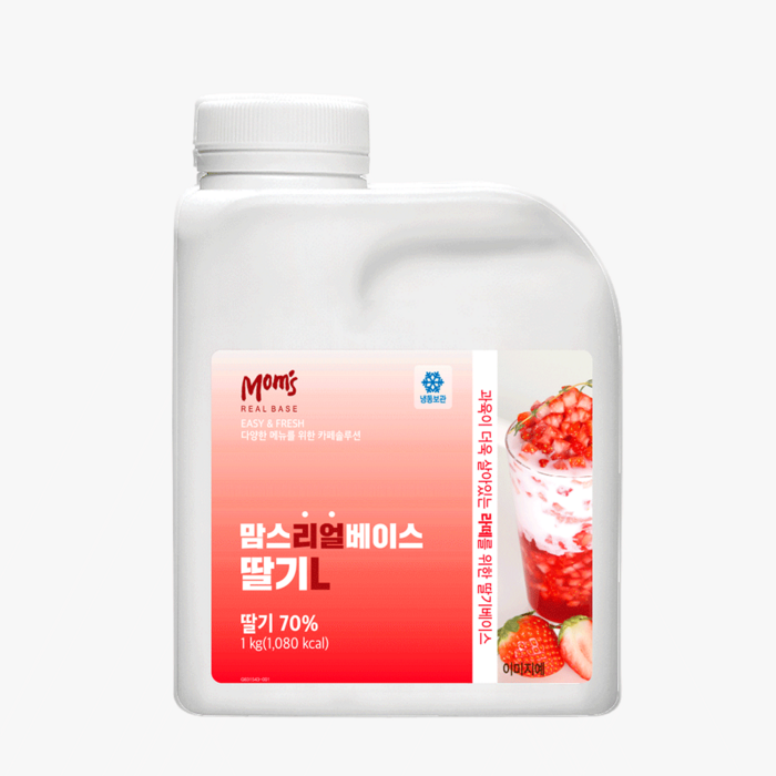 흥국F&B 맘스리얼후르츠 딸기L, 단품 + 냉동 슬라이스 딸기 1kg 대표 이미지 - 딸기에이드 추천