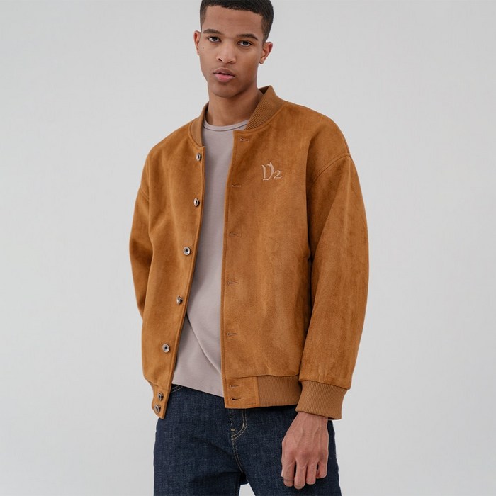 V2 Overfit logo suede jacket_brown 대표 이미지 - 남자 스웨이드자켓 추천