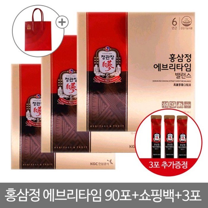 정관장 홍삼정 에브리타임 밸런스 90포(3박스), 90포, 10ml