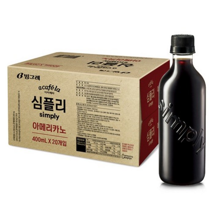 아카페라 심플리 아메리카노 커피, 400ml, 40개 대표 이미지 - 대용량 커피 추천