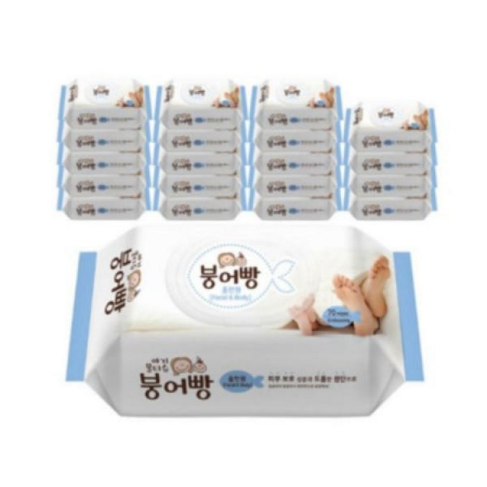 붕어빵 아기 물티슈 올인원 고평량 70gsm 캡형 70매 유아물티슈, 70매, 20개