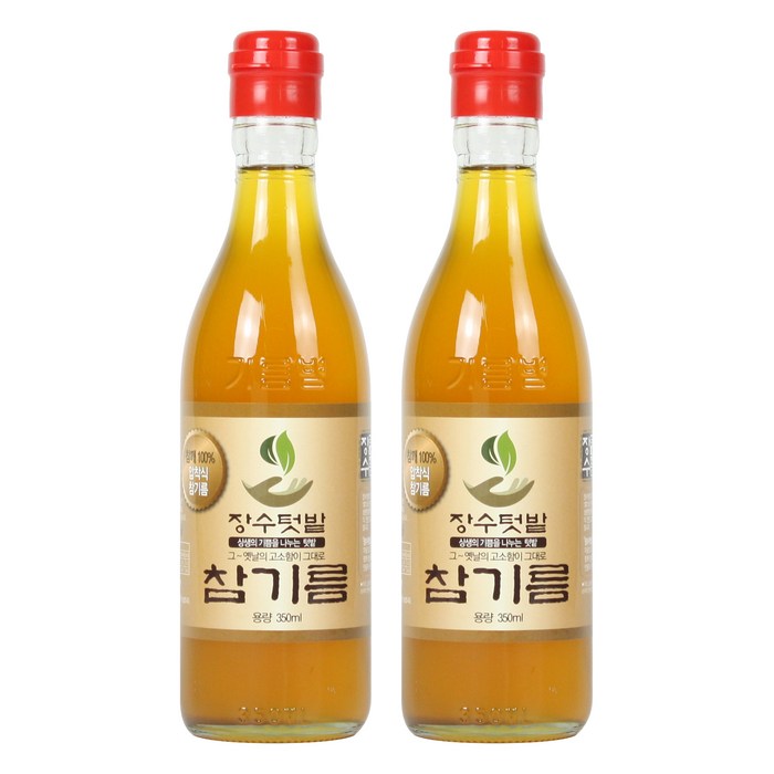 장수텃밭 통참깨100% 옛날 참기름 350ml 2병 대표 이미지 - 참기름 추천