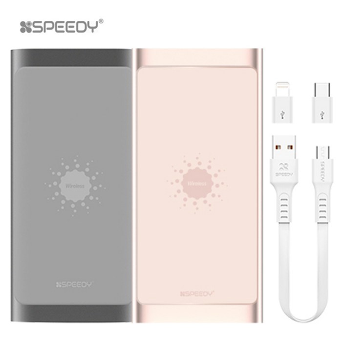 SPEEDY 퓨어 메탈 무선 보조배터리 10000mAh 멀티단자, 다크그레이, SPE-PM102A5W 대표 이미지 - 무선충전 보조배터리 추천