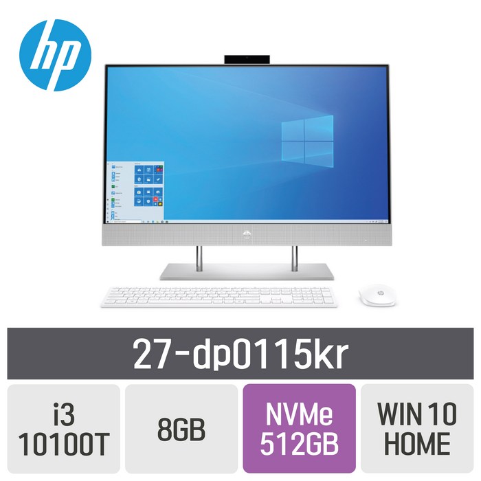 HP 27-dp0115kr, RAM 8GB + SSD 512GB + WIN10 HOME