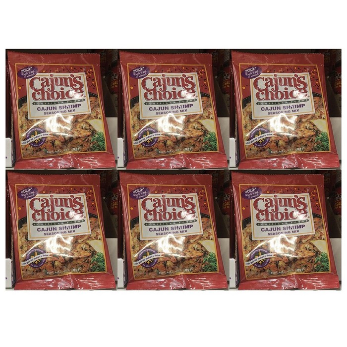 Cajun's Choice Cajun Shrimp Seasoning Mix 카준 초이스 쉬림프 시즈닝 믹스 0.3oz(9g) 6팩, 1개 대표 이미지 - 카케이 준 추천