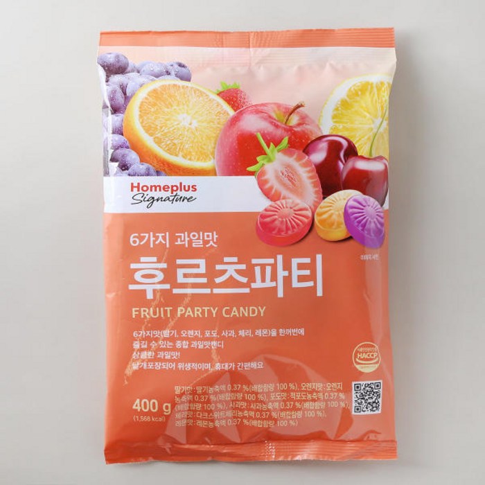 홈플러스 시그니처 후르츠파티 캔디 400g 1봉, 1개 대표 이미지 - 홈플러스 과자 추천