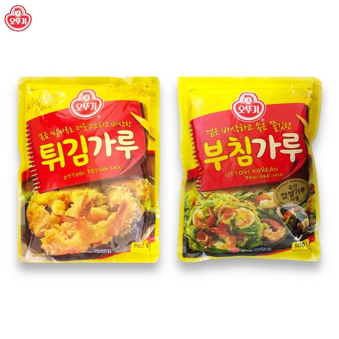 예이니식품 오뚜기 튀김가루+부침가루 각1개씩(총2개x500g) 부침개파전김치새우, 1세트 대표 이미지 - 브라우니 믹스 추천