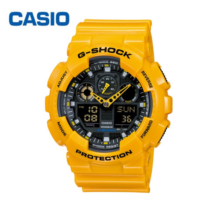 지샥 GA-100A-9A 카시오 전자 디지털 군대 방수 시계 CASIO G-SHOCK Bumblebee 지샥 아웃도어시계 대표 이미지 - 지샥 시계 추천