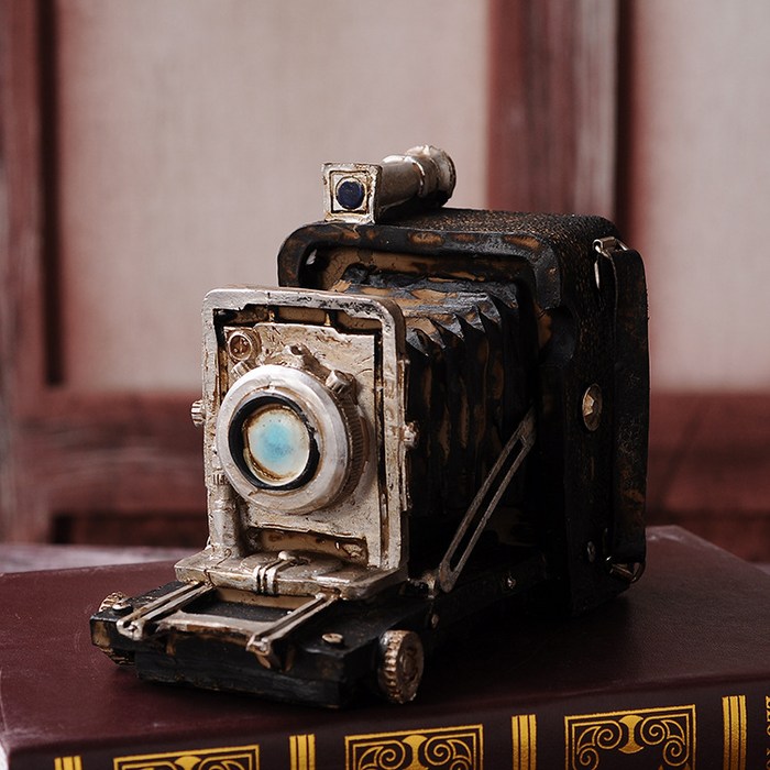 카메라보관함 나무수지 초점맞추기 사진기 모형 .1기 유럽식 빈티지 찬장 칸막이 장식품, T01-사진기 모형