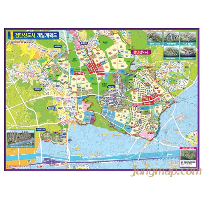 검단신도시 개발계획도 (소-중-대) 인천서구지도 검단신도시지도, 중형150x110코팅형 대표 이미지 - 신도시 개발계획도 추천