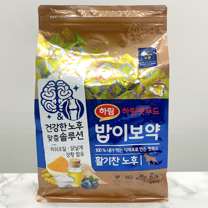 하림펫푸드 밥이보약 활기찬 노후 강아지 사료, 닭, 2kg 대표 이미지 - 치와와 사료 추천