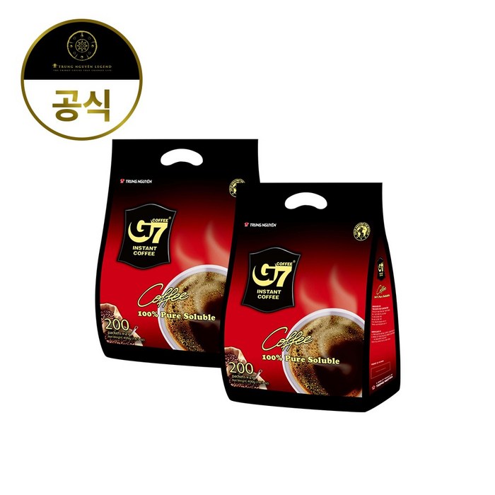 G7 블랙커피 퓨어 블랙 커피, 200개입, 2개 대표 이미지 - 베트남 커피 추천