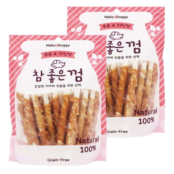 헬로도기 강아지 참좋은껌 24p, 우유 + 오리 혼합맛, 2개입 대표 이미지 - 펫밀크 추천