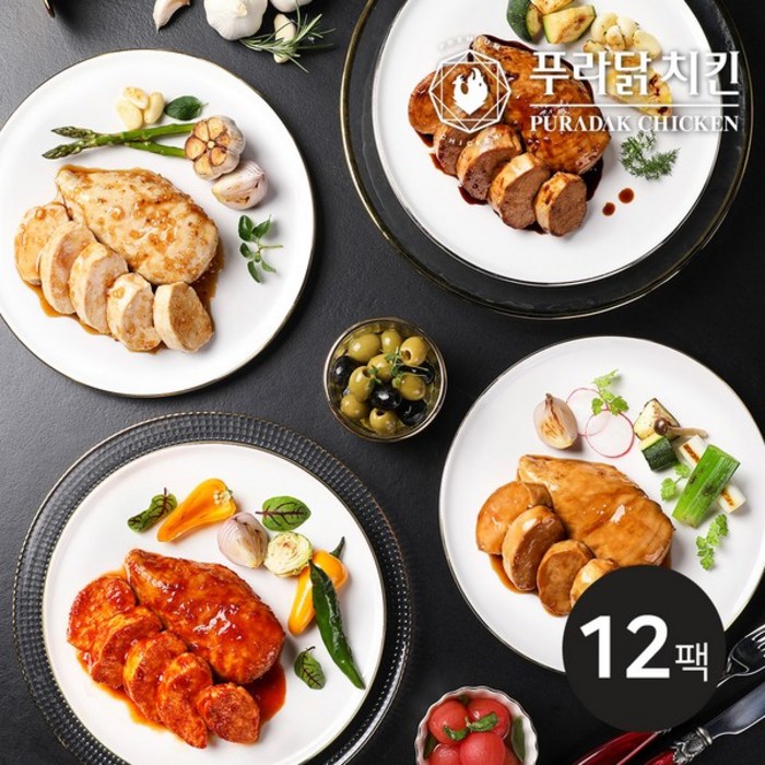 [푸라닭/당일출고] 소스 통 닭가슴살 100g 4종 혼합 12팩 (매콤악마 / 블랙알리오 / 파불로 / 매드갈릭), 혼합 12팩(매콤3/파불로3/블랙3/갈릭3) 대표 이미지 - 소스 닭가슴살 추천
