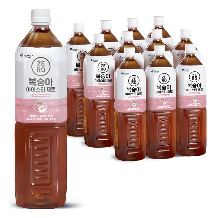 맥널티커피 제로 칼로리 복숭아 아이스티, 12개, 1.5L 대표 이미지 - 다이어트 음료 추천