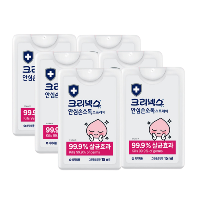 크리넥스 손소독 스프레이 그린, 6개, 15ml 대표 이미지 - 손세정 티슈 추천