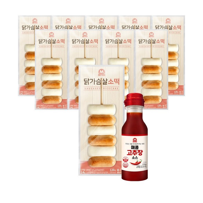 미트리 닭가슴살 소떡 120g 10개 + 소스, 1세트 대표 이미지 - 컵누들 추천