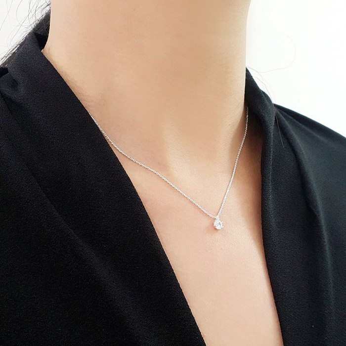 단블랙 쟈스민 다이아 펜던트 목걸이 925실버 대표 이미지 - 은목걸이 추천