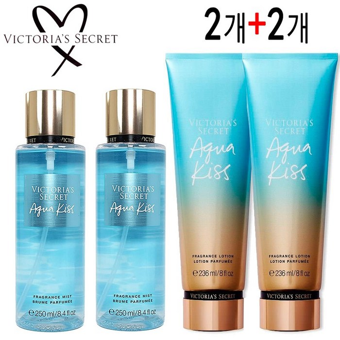 빅토리아시크릿 아쿠아키스 Agua Kiss 미스트 2개x250ml+로션 2개x236ml, 4개, 250ml 대표 이미지 - 빅토리아시크릿 바디미스트 추천