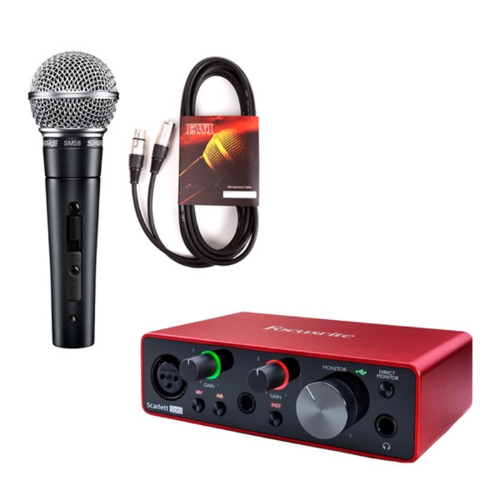 SHURE SM58SK 슈어 정품 다이나믹 마이크, SM58 SK 마이크+스칼렛 solo 3세대 대표 이미지 - 스테인버그 추천