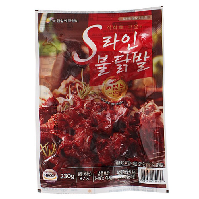 S라인불닭발 230gx5팩 / 무뼈불닭발 / 송이무뼈 / 원앙에프엔비, 230g, 5개 대표 이미지 - 무뼈 닭발 추천