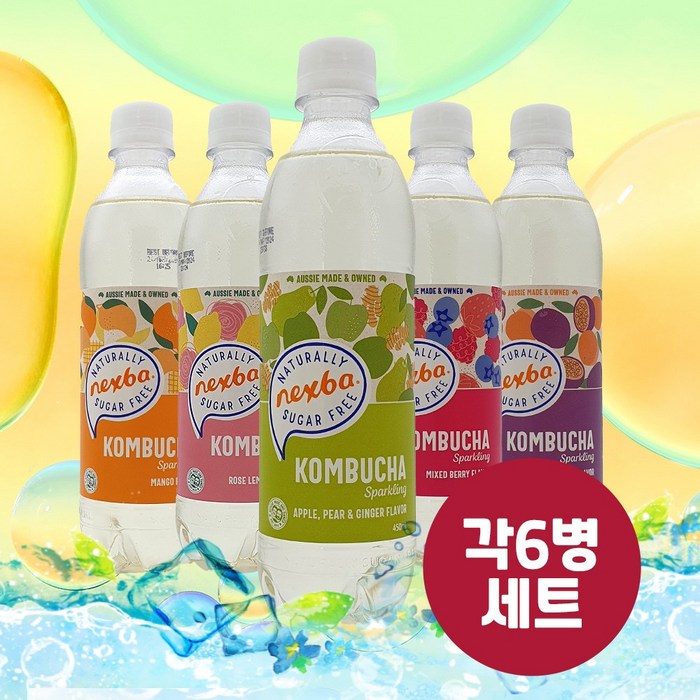 넥스바콤부차 로즈레몬 탄산콤부차 무설탕발효차, 450ml, 6개 대표 이미지 - 음료수 도매 추천