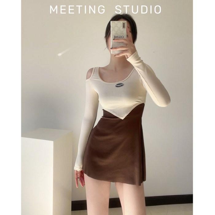 모노키니 여성비치 하이웨스트 뒷트임 심플 셔링 옆트임 비키니 수영복, L, 브라운 대표 이미지 - 옆트임 비키니 추천