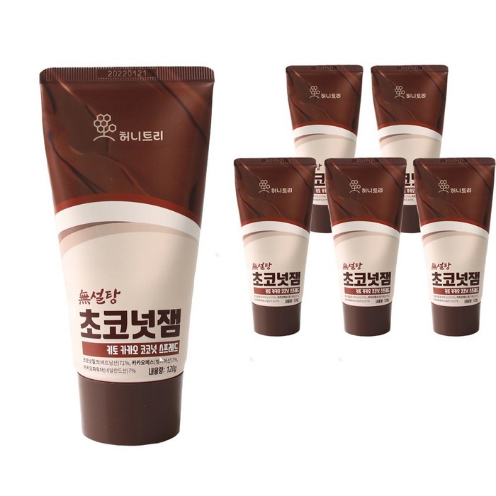 허니트리 키토 초코 잼 코코넛 스프레드 무설탕잼 초코넛잼 비건잼, 120g, 6개 대표 이미지 - 저칼로리 잼 추천