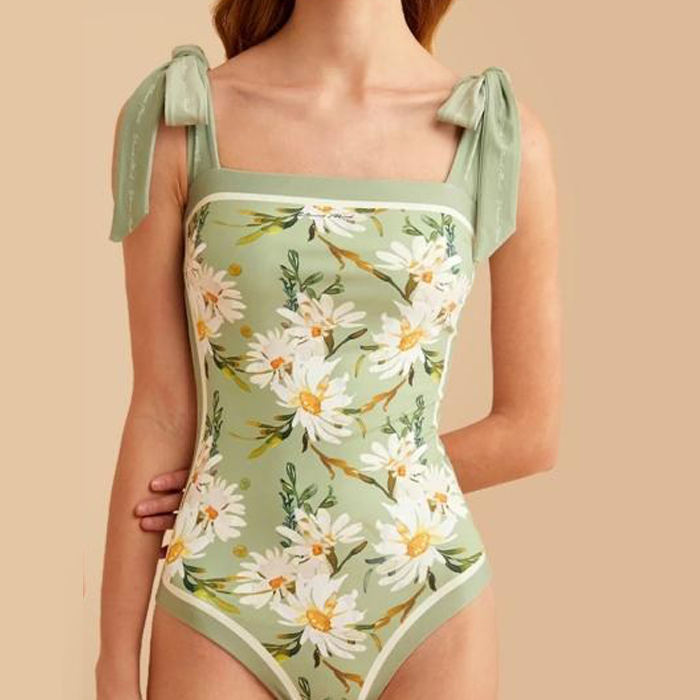 아이엠몽 여성 리버서블 양면 플라워 프린팅 수영복 투리블, 그린 대표 이미지 - 꽃무늬 수영복 추천