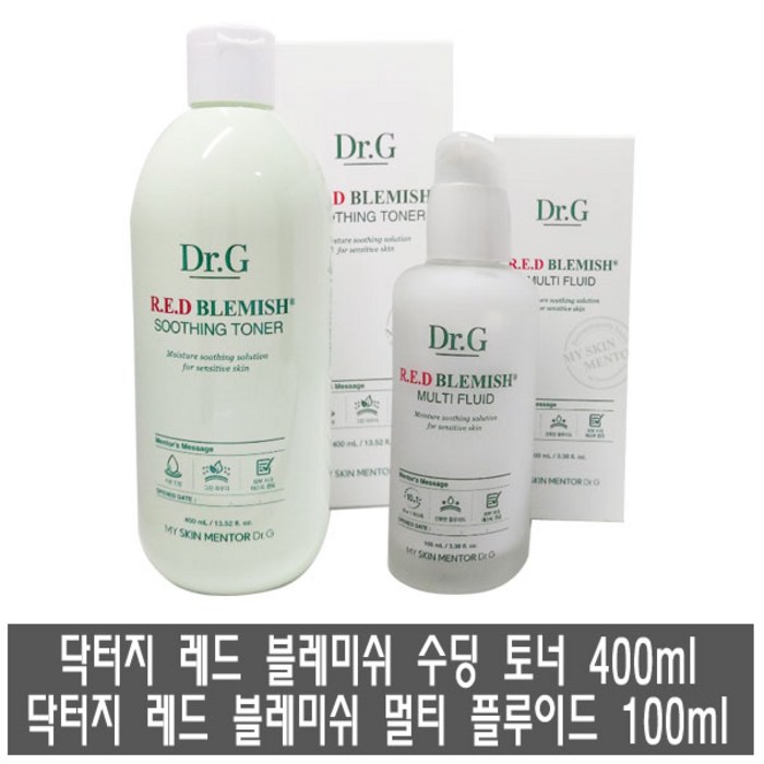 Dr.G 닥터지 레드 블레미쉬 수딩 토너 400ml+레드 멀티 플루이드 100ml, 1개 대표 이미지