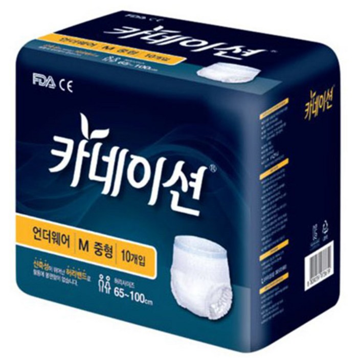 카네이션 성인용기저귀/팬티형/언더웨어/M/중형(허리사이즈 65-100cm 타사 중대형과 같음) 10매X8팩 대표 이미지 - 일회용 속옷 추천