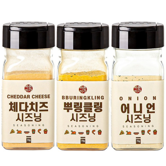 뿌링클링+체다치즈+어니언 시즈닝가루 70g 3개세트, 1세트 대표 이미지 - 치즈맛 추천