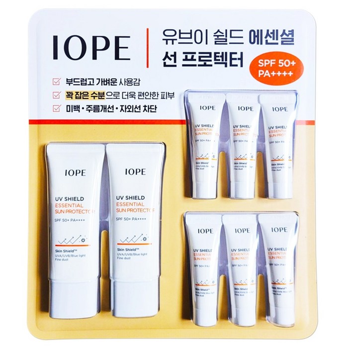 아이오페 유브이 쉴드 에센셜 선 프로텍터 선크림 세트 트레이더스 기획 썬크림, 140ml, 1세트