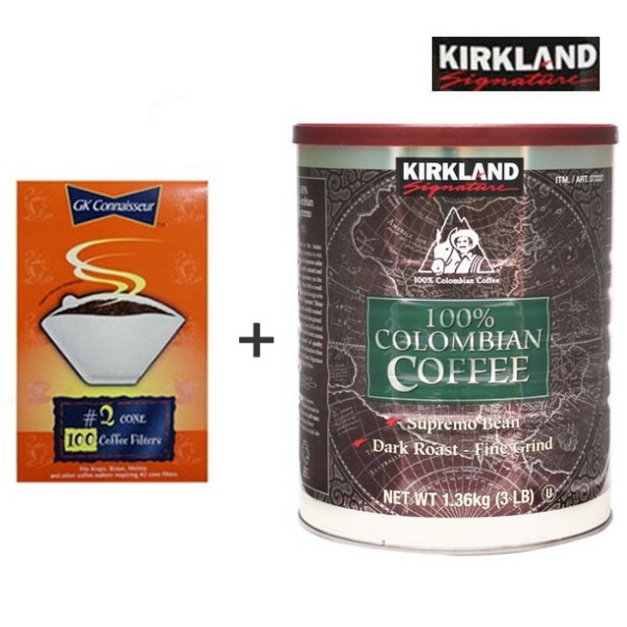 커클랜드 콜롬비아 1.36kg 원두 분쇄 커피, 파인[다크로스트]+커피필터100매, 1캔 대표 이미지 - 코스트코 커피 추천