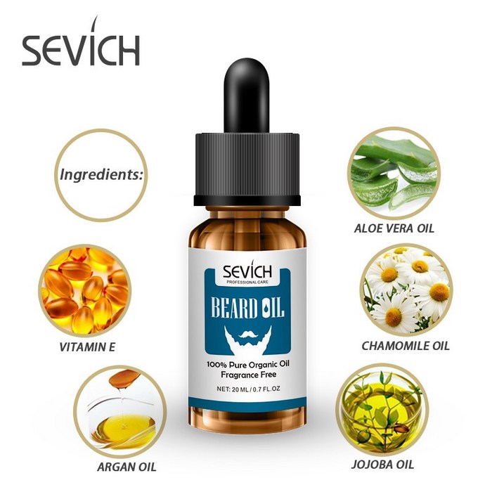 Sevich Natural 20ml 남성 비어드 오일 스타일링 밀랍 모이스춰 라이징 스무딩 신사 비어드 케어 컨디셔너 성장 제품, 단일, 단일 대표 이미지 - 비어드 오일 추천